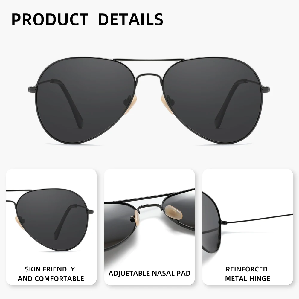 RBsunny Brand Original Unisex Pilot Sunglasses Retrio Trendy UV400 Polarized Driving Travel Women/Men Anti-glare Eyeglasses