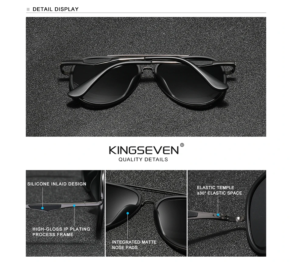 KINGSEVEN 2024 Brand Classic Pilot Polarized Sunglasses Men's Driving Male Sun Glasses Eyewear UV Blocking Oculos N7936