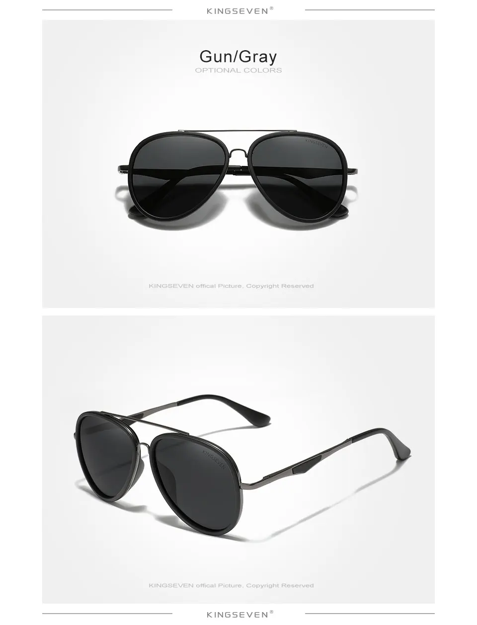 KINGSEVEN 2024 Brand Classic Pilot Polarized Sunglasses Men's Driving Male Sun Glasses Eyewear UV Blocking Oculos N7936