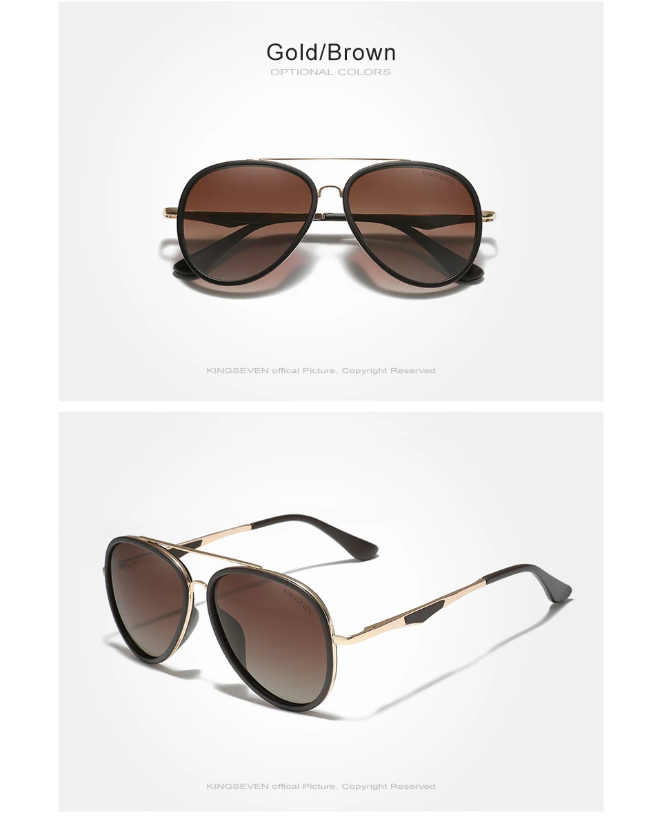 KINGSEVEN 2024 Brand Classic Pilot Polarized Sunglasses Men's Driving Male Sun Glasses Eyewear UV Blocking Oculos N7936