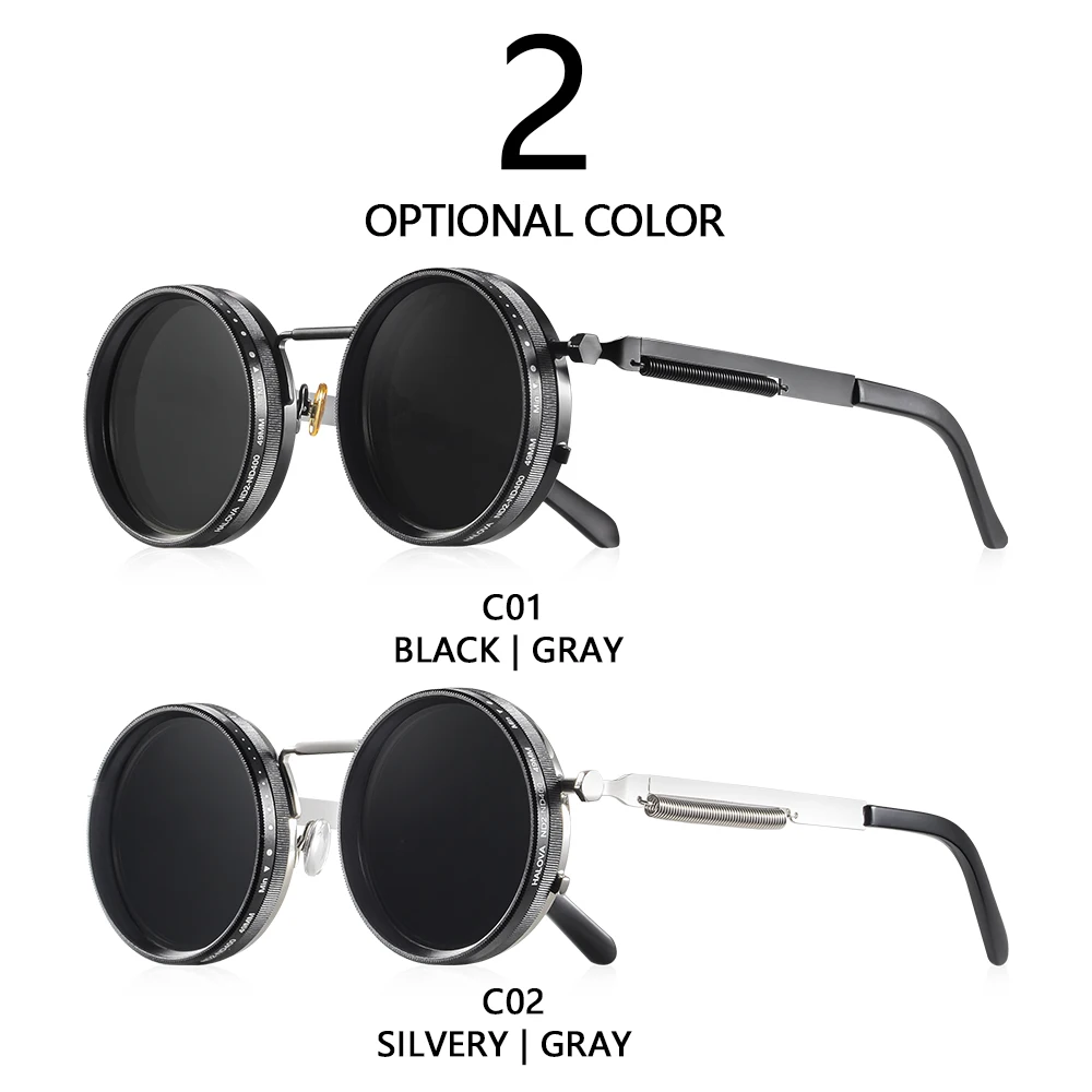 CRIXALIS Polarized Round Sunglasses ND9 Adjustable Dimming Men Women Retro Punk Men's Fishing Eyeglasses Outdoor Shades UV400