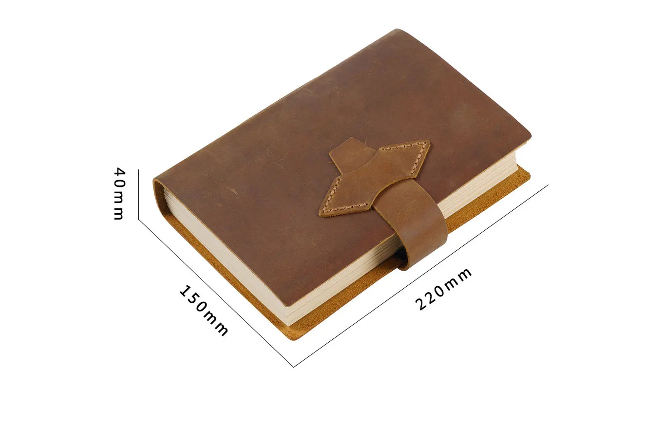 Handmade Notebook Cowhide Leather Journal Flower Cover DIY Thick Sketchbook Retro Diary Blank Kraft Paper Travel Book 400 Pages