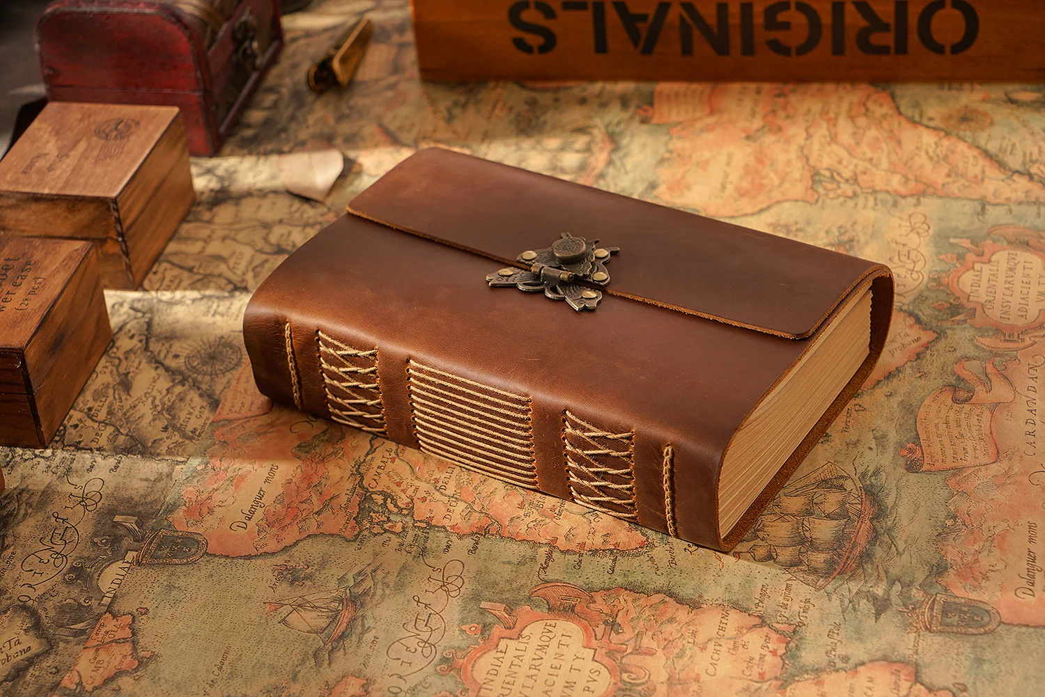 AIGUONIU Genuine Leather Sketchbook Retro Diary Thickened Notebook Classic Handmade Creative Notepad Wholesale