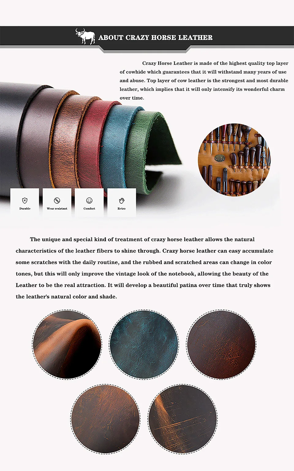 AIGUONIU Genuine Leather Sketchbook Retro Diary Thickened Notebook Classic Handmade Creative Notepad Wholesale