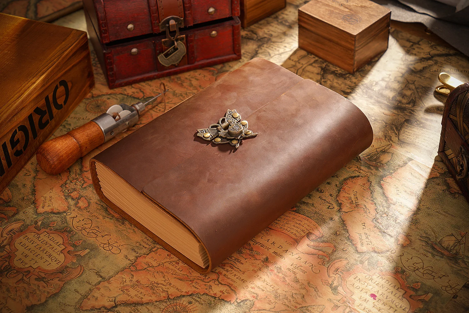 AIGUONIU Genuine Leather Sketchbook Retro Diary Thickened Notebook Classic Handmade Creative Notepad Wholesale