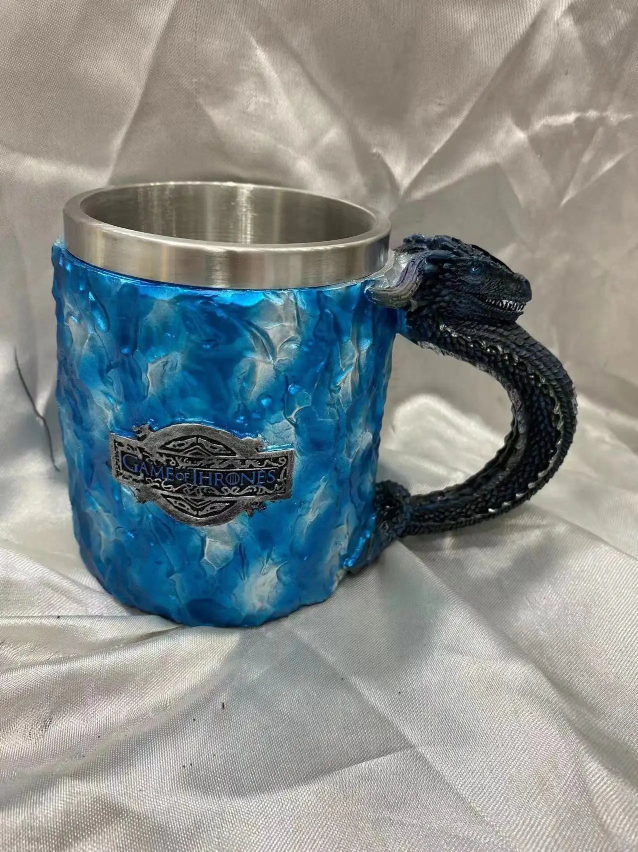 Medieval Runes Beer Mugs Coffee Cups Viking Pirate Dragon Head 3D Resin & Stainless Steel Tankard Christmas Fans Gifts Men