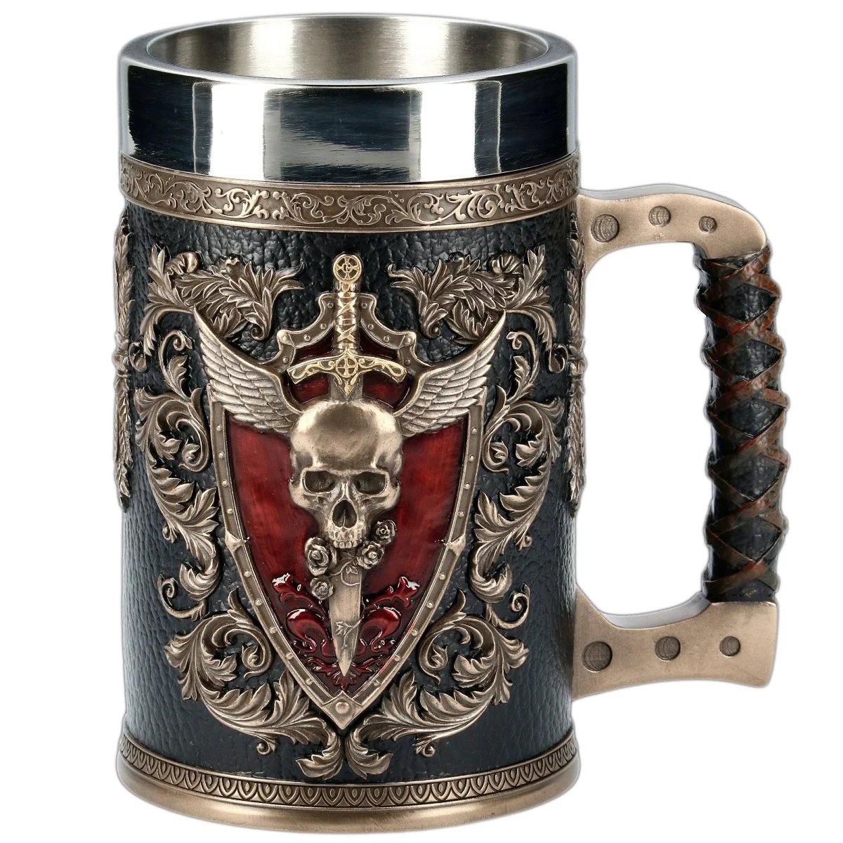 Norse Mythology Beer Mugs World Tree Viking Warrior Oak Barrel Resin Stein Tankard Stainless Steel Water Mug Coffee Cup 600ml