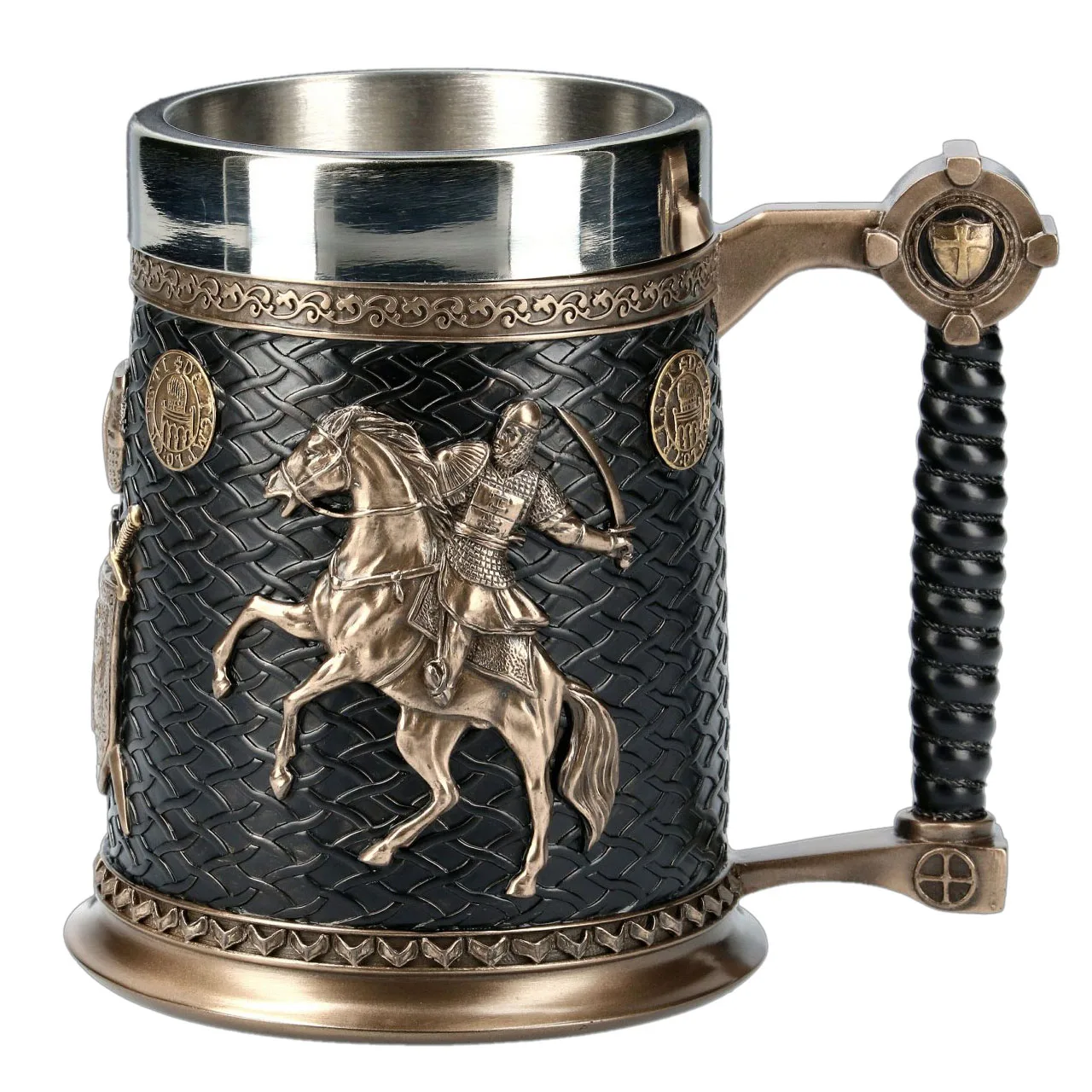 Norse Mythology Beer Mugs World Tree Viking Warrior Oak Barrel Resin Stein Tankard Stainless Steel Water Mug Coffee Cup 600ml