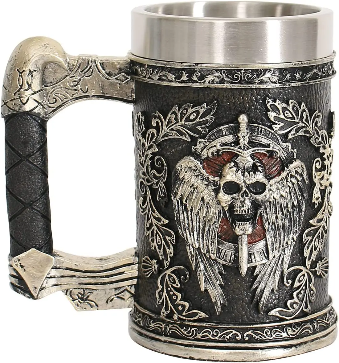 Norse Mythology Beer Mugs World Tree Viking Warrior Oak Barrel Resin Stein Tankard Stainless Steel Water Mug Coffee Cup 600ml