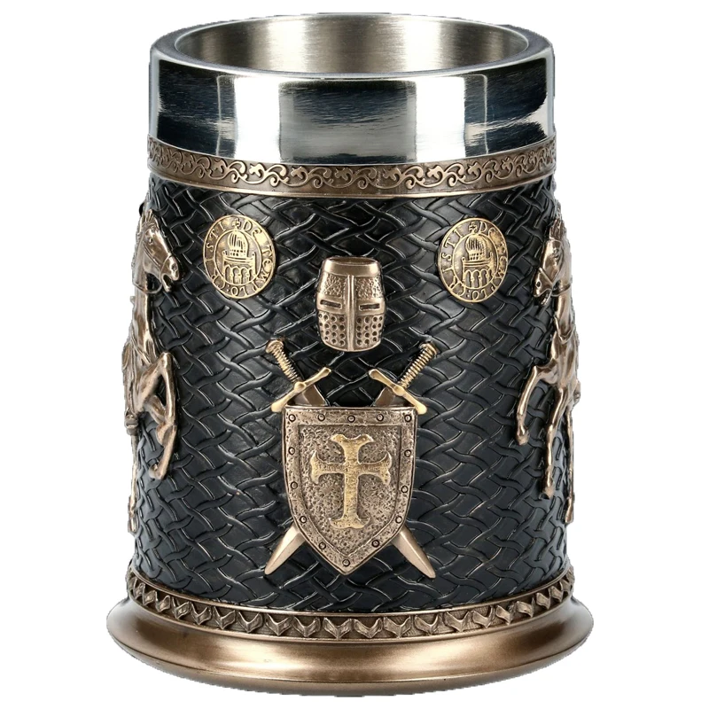 Medieval Viking Retro 3D Sword Skull Beer Mug With Stainless Steel Insert Resin Big Capacity Coffee Cups Men's Halloween Gift