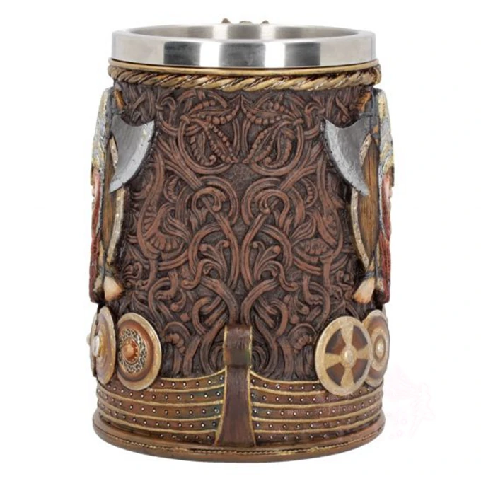 Vintage Viking Mug with Stainless Steel Liner 3D Resin Nordic God Odin Coffee Beer Mugs Pirate Cup Halloween Birthday Gift 600ml