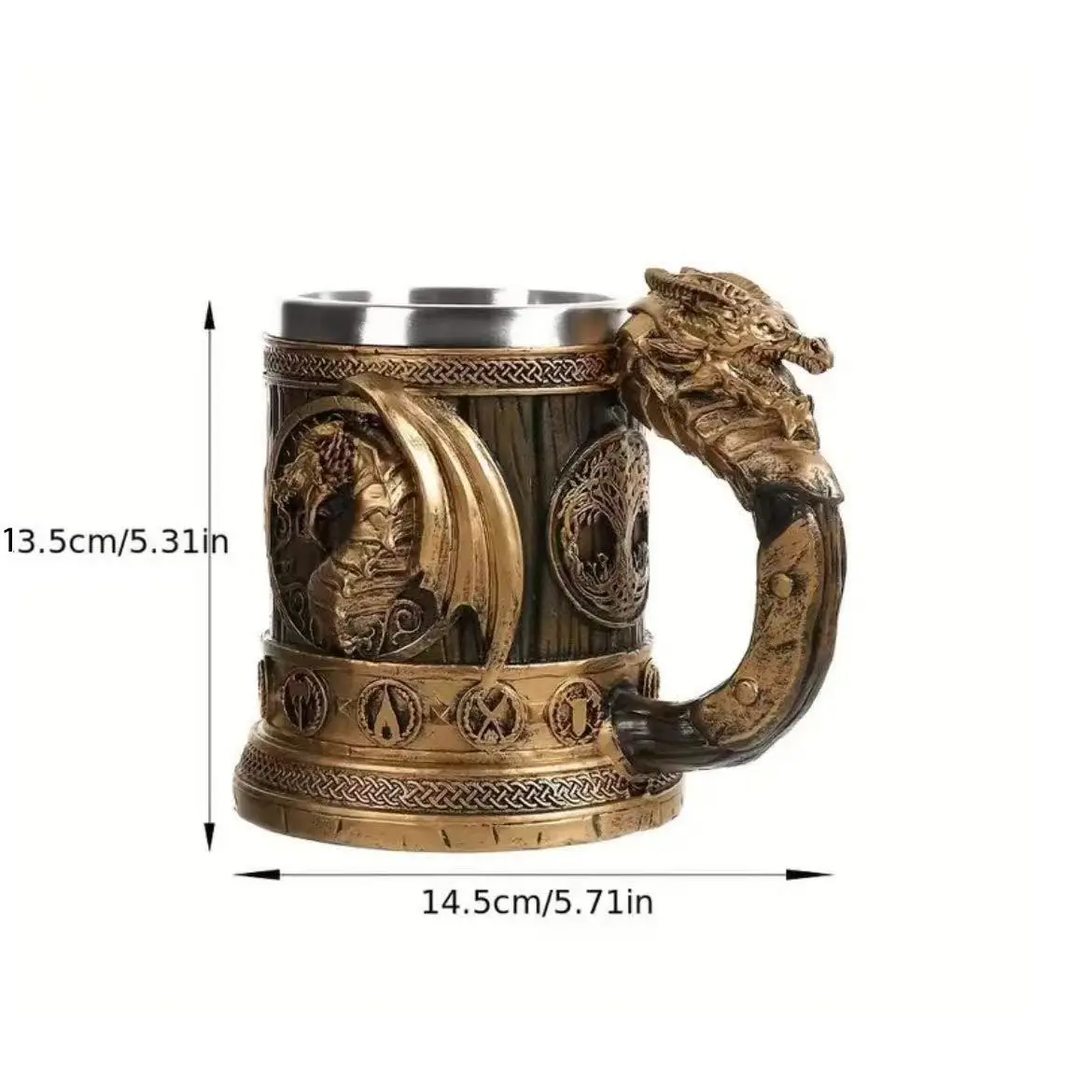 Stainless Steel Home Beer Cup Relief Water Cup 3D Retro Personality Punk Dragon Head Mug Home Decoration Gift