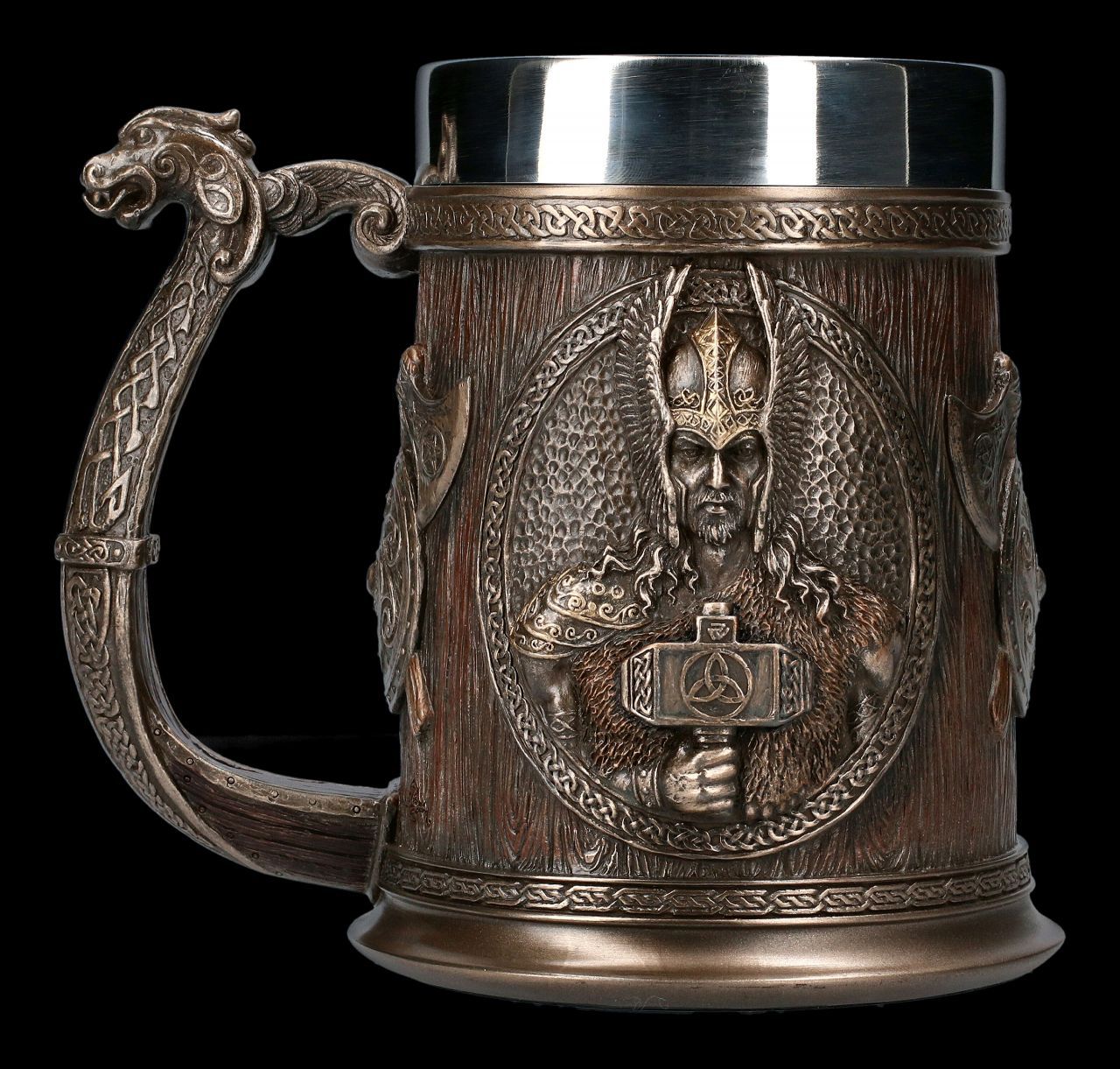 Norse Mythology Beer Mugs Coffee Cups Iron Viking Tankard Stainless Steel 3D Resin Wine Glass Mug Drinkware for Men's Gift