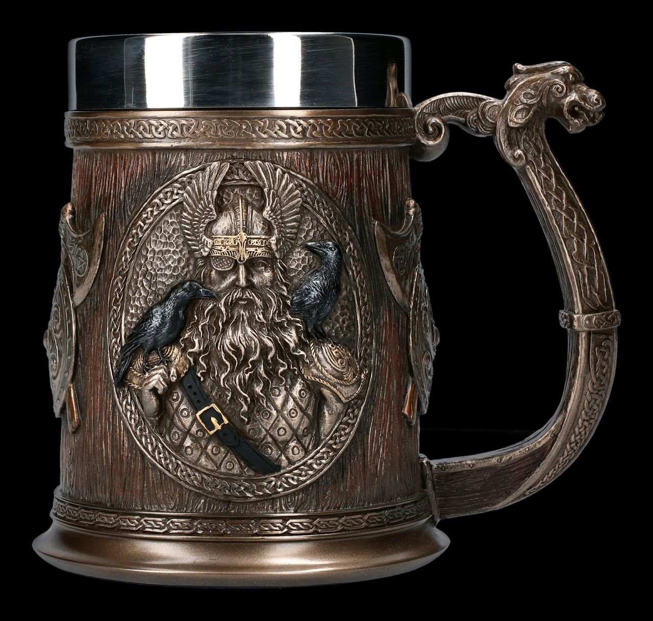 Norse Mythology Beer Mugs Coffee Cups Iron Viking Tankard Stainless Steel 3D Resin Wine Glass Mug Drinkware for Men's Gift