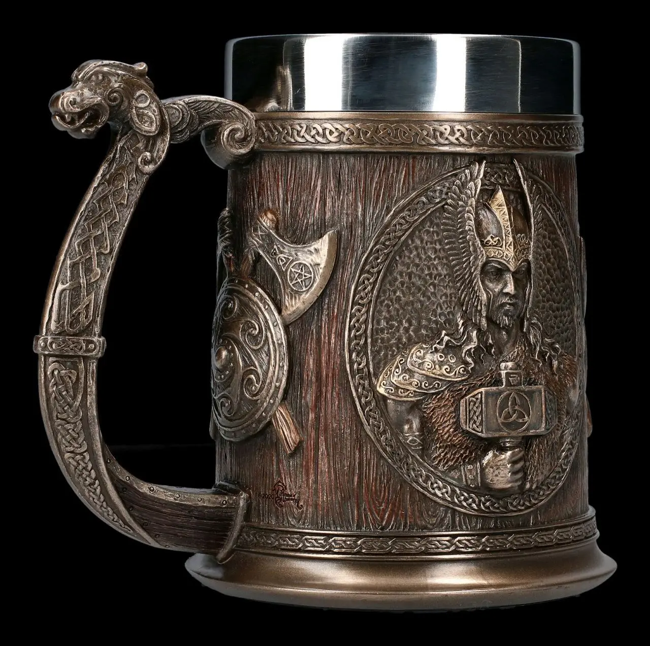Norse Mythology Beer Mugs Coffee Cups Iron Viking Tankard Stainless Steel 3D Resin Wine Glass Mug Drinkware for Men's Gift
