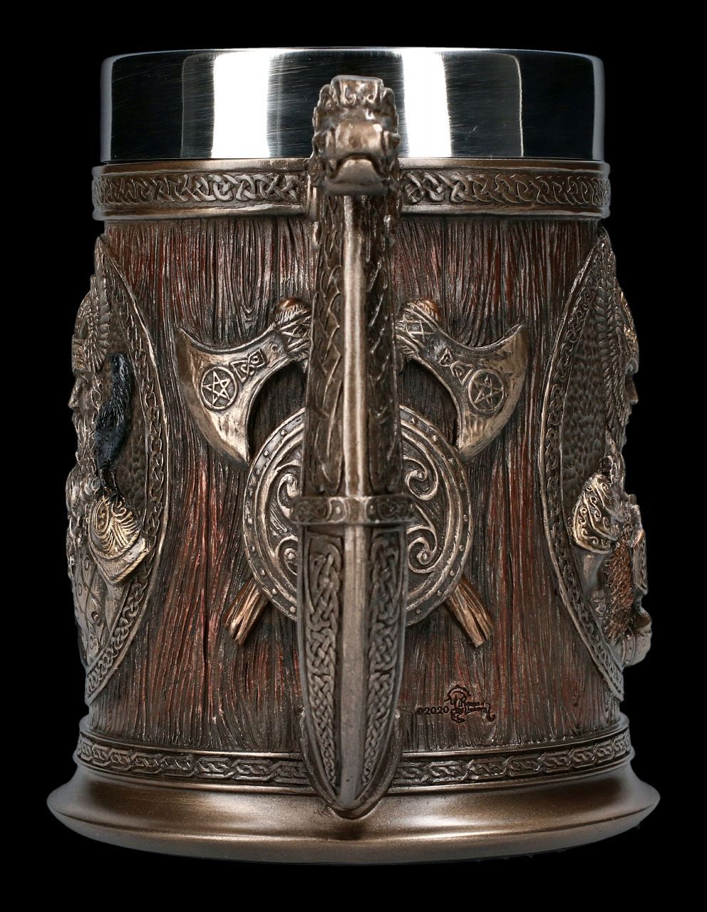 Norse Mythology Beer Mugs Coffee Cups Iron Viking Tankard Stainless Steel 3D Resin Wine Glass Mug Drinkware for Men's Gift