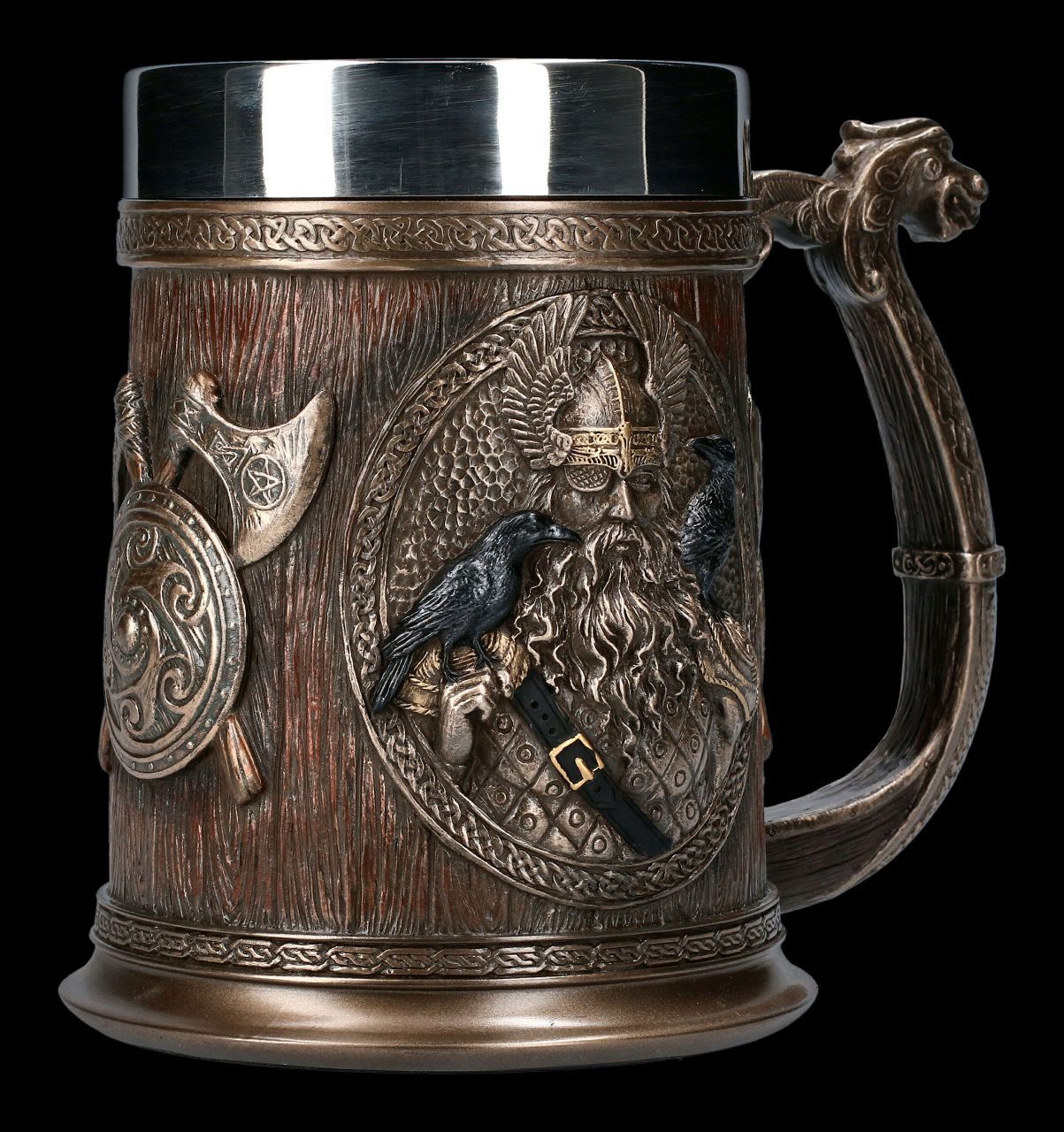 Norse Mythology Beer Mugs Coffee Cups Iron Viking Tankard Stainless Steel 3D Resin Wine Glass Mug Drinkware for Men's Gift