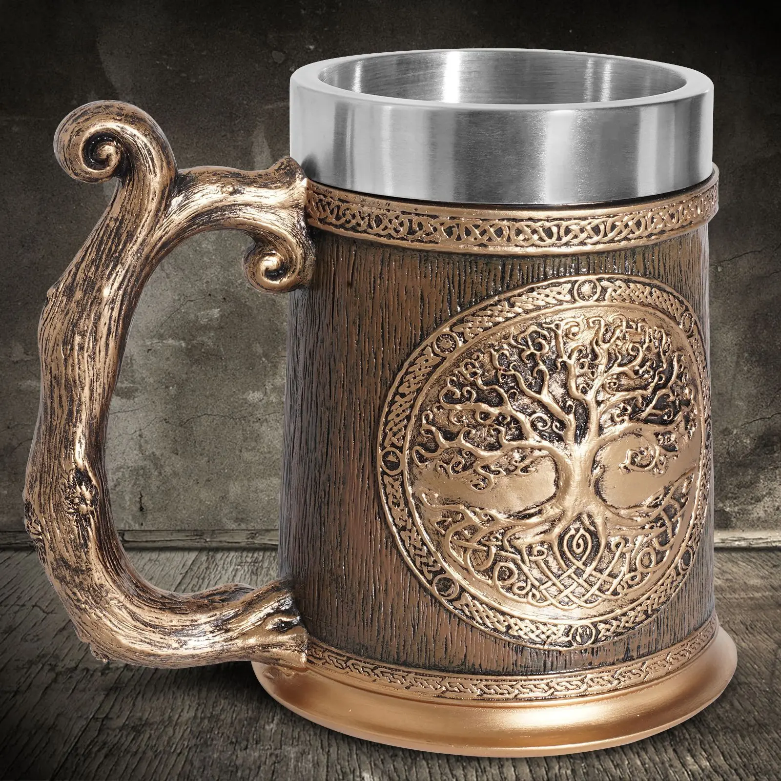 Norse Mythology World Tree Yggdrasil 3D Beer Mug Stein Tankard ,Tree of Life Coffee Mug Drink Cups for Men's Gift 20oz
