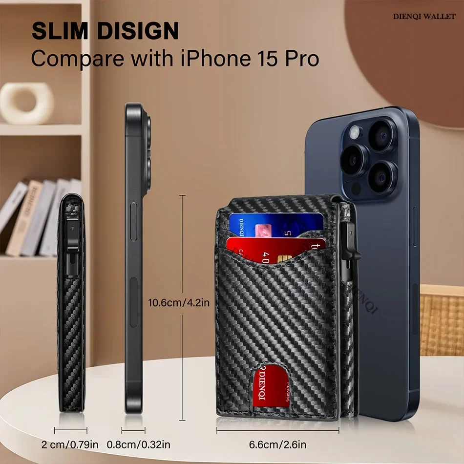 DIENQI-CarbonFiber Rfid Credit Card Holder Men Wallets Anti Theft Slim Thin Wallet Luxury Cardholder Minimalist Wallet Walet Bag