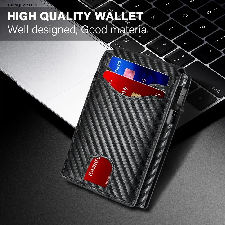 DIENQI-CarbonFiber Rfid Credit Card Holder Men Wallets Anti Theft Slim Thin Wallet Luxury Cardholder Minimalist Wallet Walet Bag