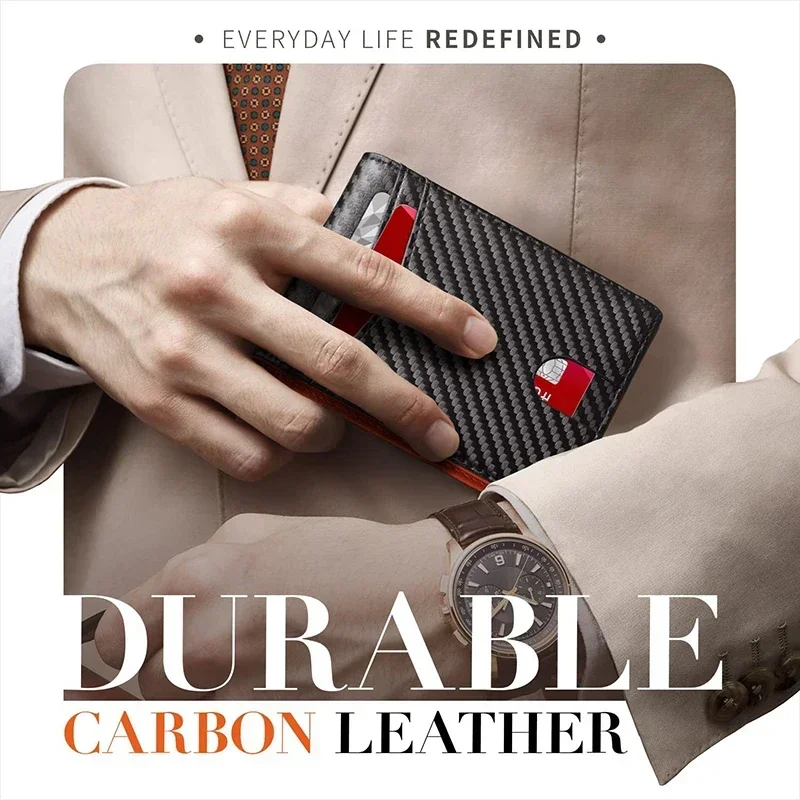 Rfid Carbon Fiber Luxury Men Wallets Money Bag Slim Thin Man Card Holder Wallet for Men Small Short Purse Male Vallet Billfold