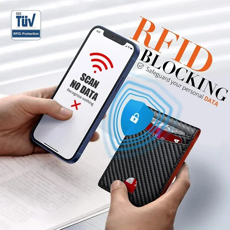 Rfid Carbon Fiber Luxury Men Wallets Money Bag Slim Thin Man Card Holder Wallet for Men Small Short Purse Male Vallet Billfold