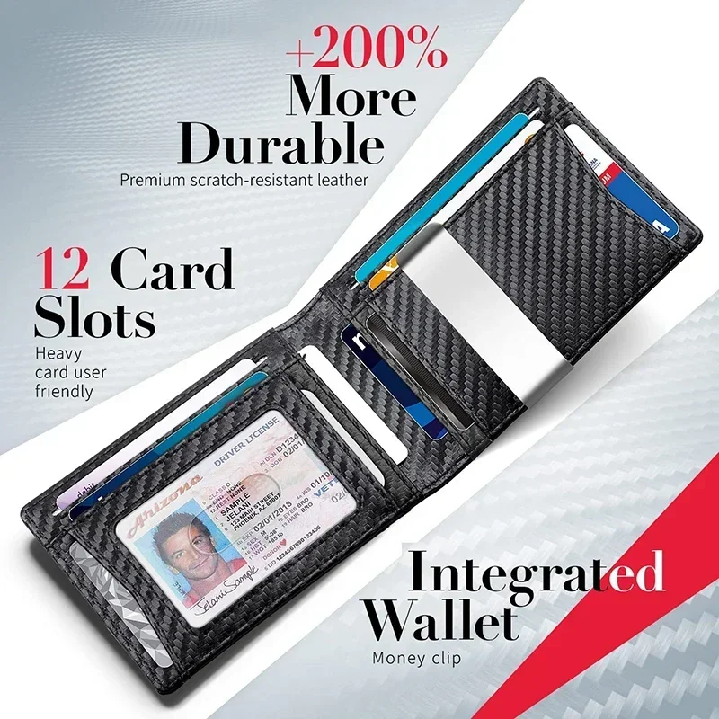 Rfid Carbon Fiber Luxury Men Wallets Money Bag Slim Thin Man Card Holder Wallet for Men Small Short Purse Male Vallet Billfold