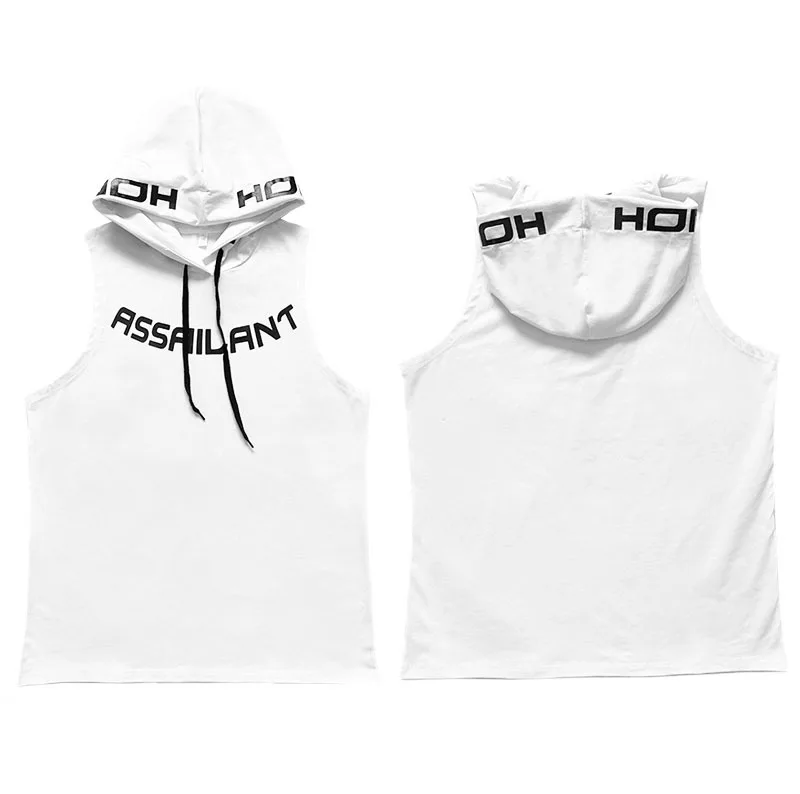 New Summer Fitness Tank Top Sports cotton Running Tank Top Loose Basketball Sleeveless Hooded Vest Breathable Training clothing