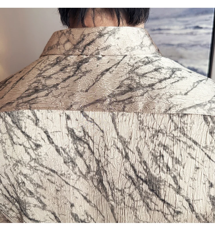 High Quality Tie Dye Men's Shirt Summer Long Sleeve Slim Fit Casual Shirts No Ironing Business Social Daily Shirt Men Clothing