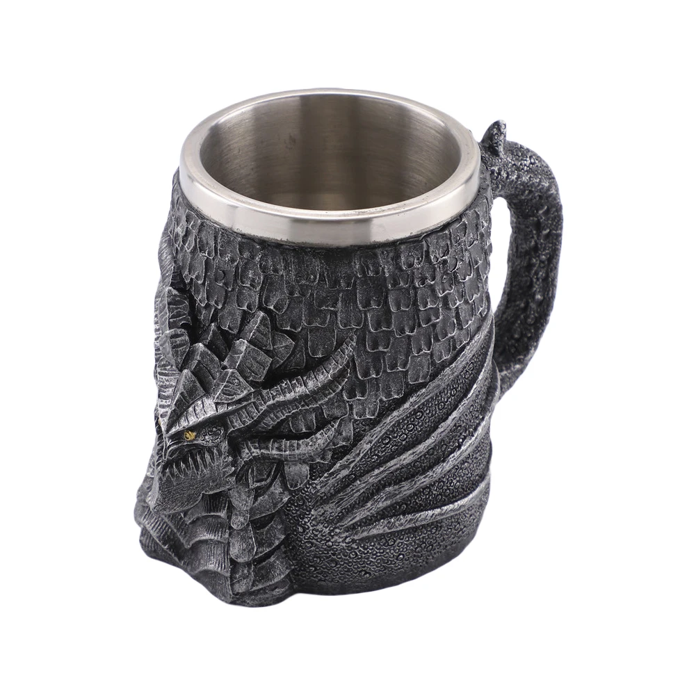 Viking Wood Style Beer Mug Christmas Gift Simulation Wooden Barrel Beer Cup Double Wall Drinking Mug Metal Bar Drinkware