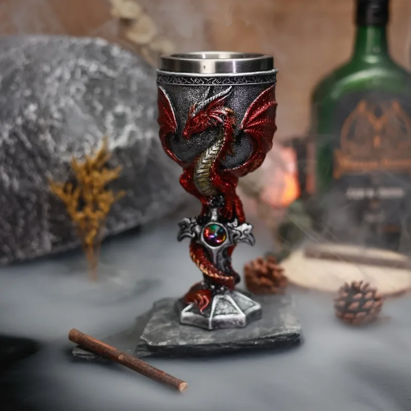 Retro Evil Dragon Goblet Nordic Dragon Stainless Steel Wine Cup 3D Stereoscopic Dragon Warrior Beer Mug Halloween Men’s Gift