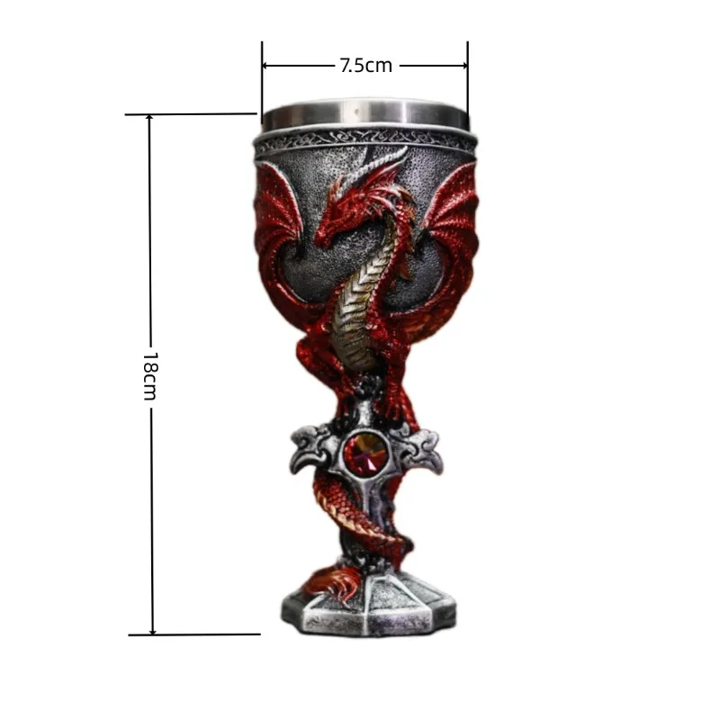 Retro Evil Dragon Goblet Nordic Dragon Stainless Steel Wine Cup 3D Stereoscopic Dragon Warrior Beer Mug Halloween Men’s Gift