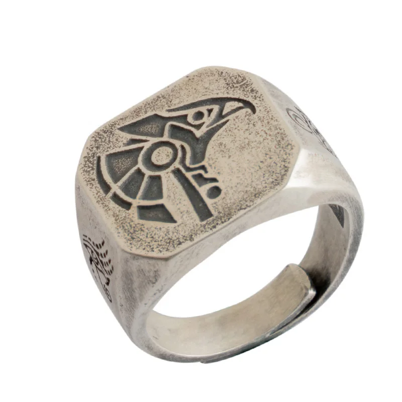 Retro Egypt Anubis Horus Ring For Men Punk Gothic Rock Hiphop Open Ring Handmade Designer Jewelry Biker Accessories Lover Gift