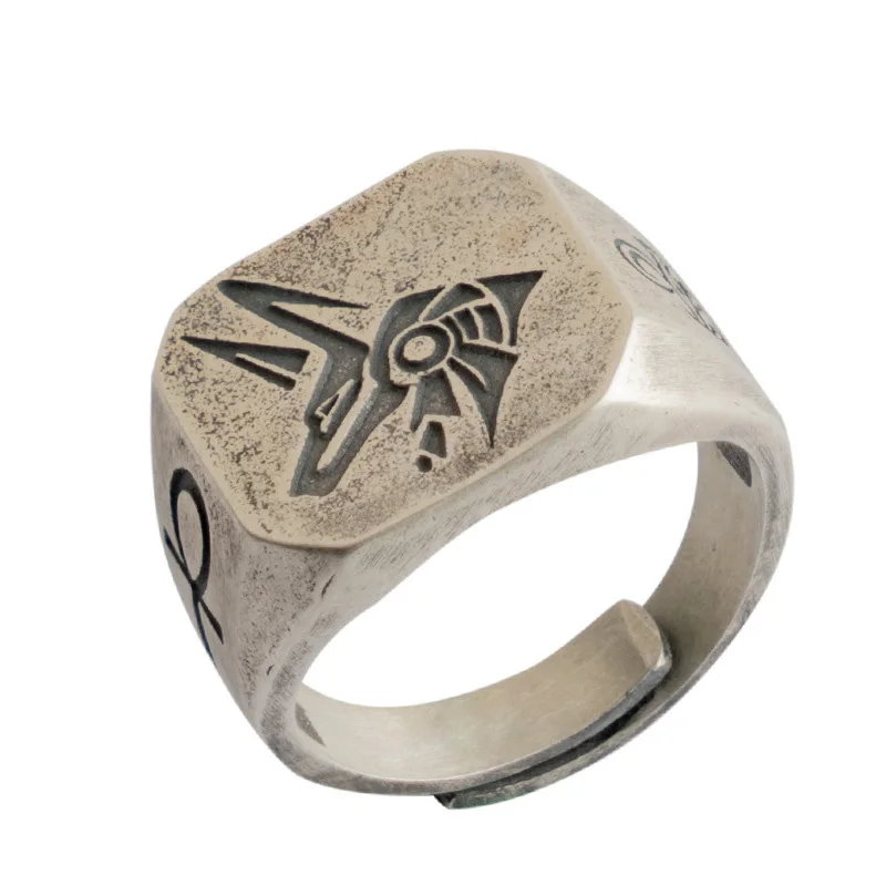 Retro Egypt Anubis Horus Ring For Men Punk Gothic Rock Hiphop Open Ring Handmade Designer Jewelry Biker Accessories Lover Gift