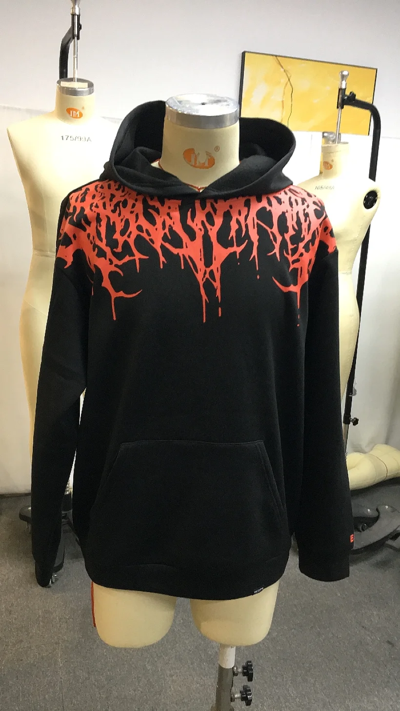 2025EvilBloodOversizeHoodieGothicGraphicPrintStreetwearGothMenWomenHalloweenHorrorSkullLargePatternPunkDarkAcademiaStyle