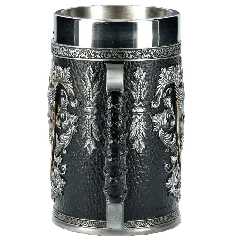 Medieval Viking Retro 3D Sword Skull Beer Mug With Stainless Steel Insert Resin Big Capacity Coffee Cups Men's Halloween Gift