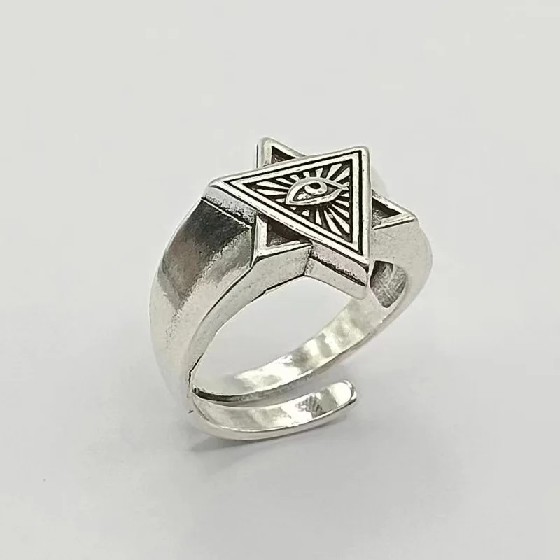 Retro Eye of Providence Ring For Men Golden Silver Color Punk Gothic Adjustable Open Ring Unisex Jewelry Accessories Trendy Gift