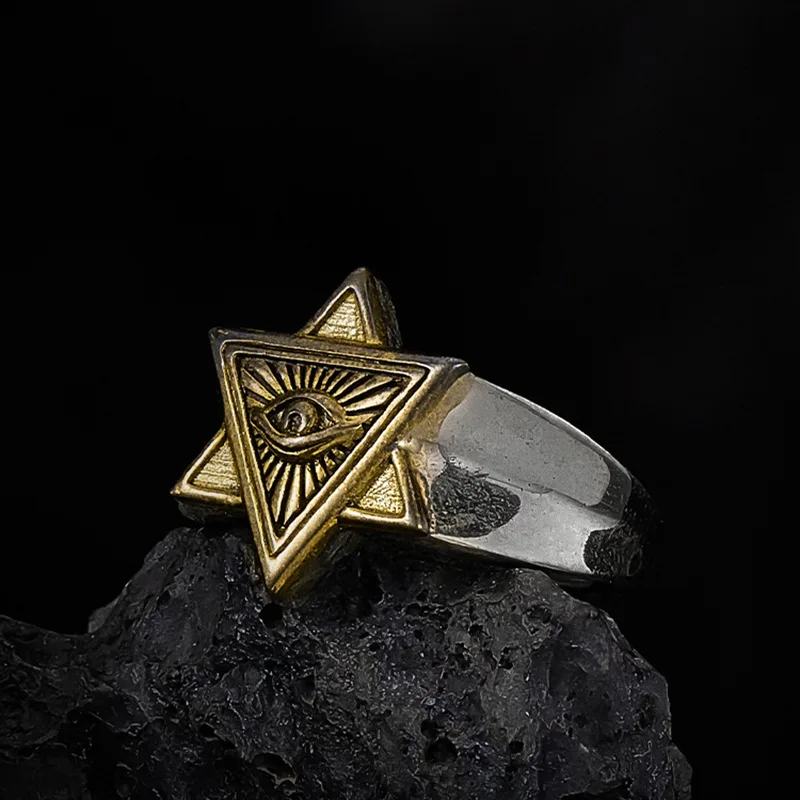 Retro Eye of Providence Ring For Men Golden Silver Color Punk Gothic Adjustable Open Ring Unisex Jewelry Accessories Trendy Gift