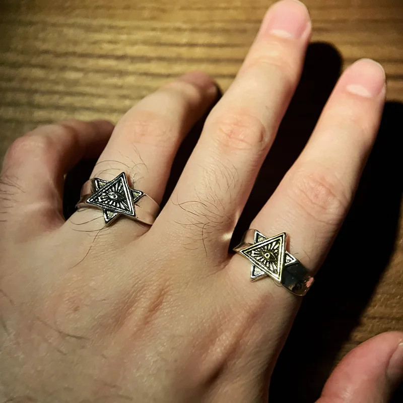 Retro Eye of Providence Ring For Men Golden Silver Color Punk Gothic Adjustable Open Ring Unisex Jewelry Accessories Trendy Gift