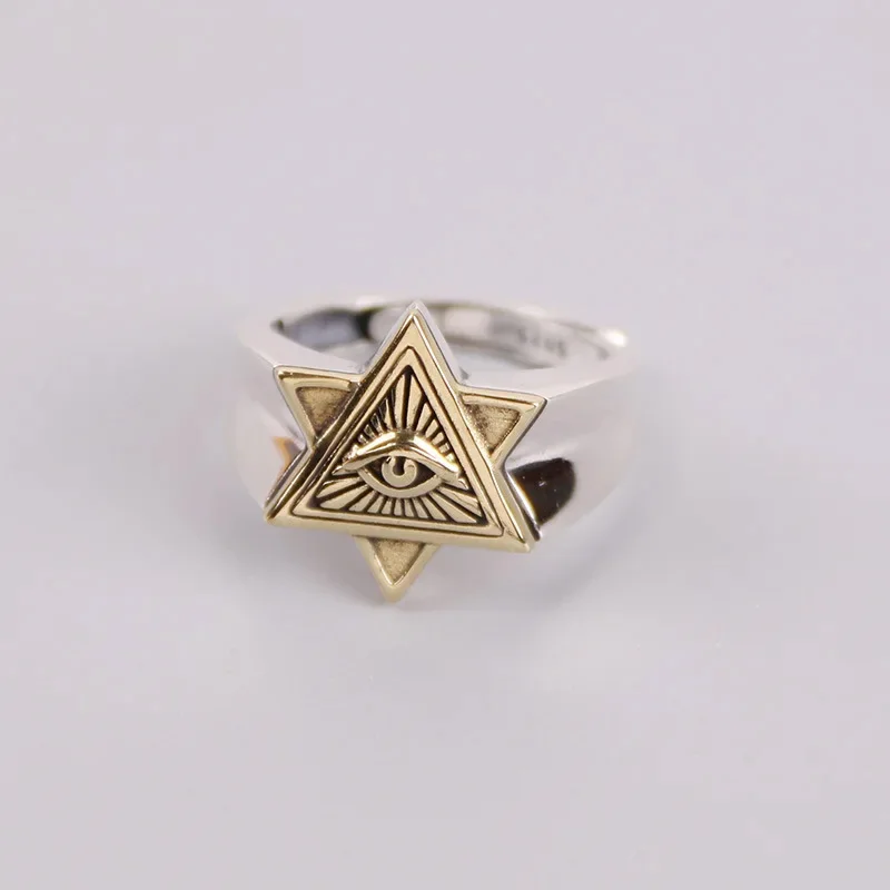 Retro Eye of Providence Ring For Men Golden Silver Color Punk Gothic Adjustable Open Ring Unisex Jewelry Accessories Trendy Gift