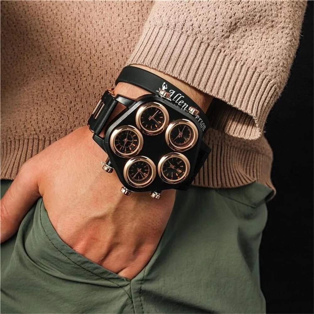 Fashion Big Dial Watches for Men Hip Hop Watch Cool Punk 5 Movement Quartz Wristwatches Bar Nightclub Male Clock Drop Shipping