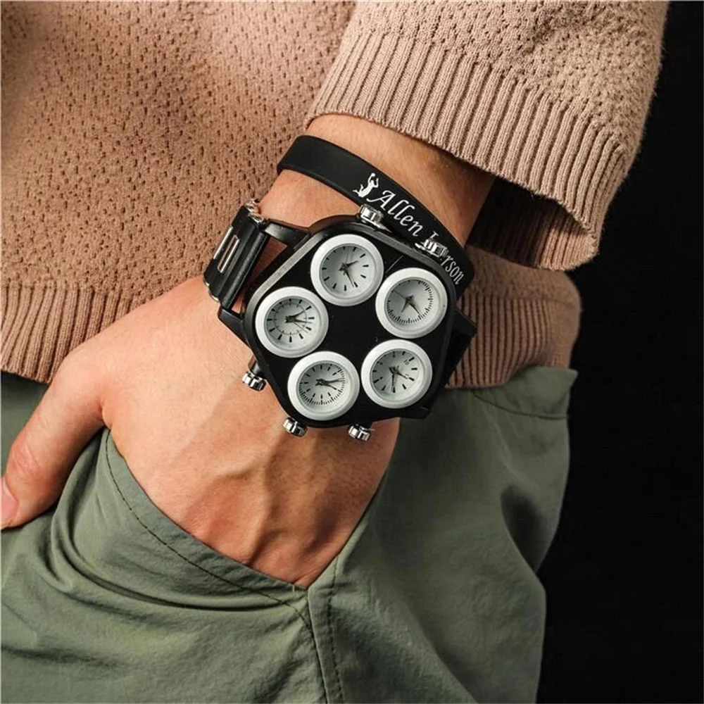 Fashion Big Dial Watches for Men Hip Hop Watch Cool Punk 5 Movement Quartz Wristwatches Bar Nightclub Male Clock Drop Shipping