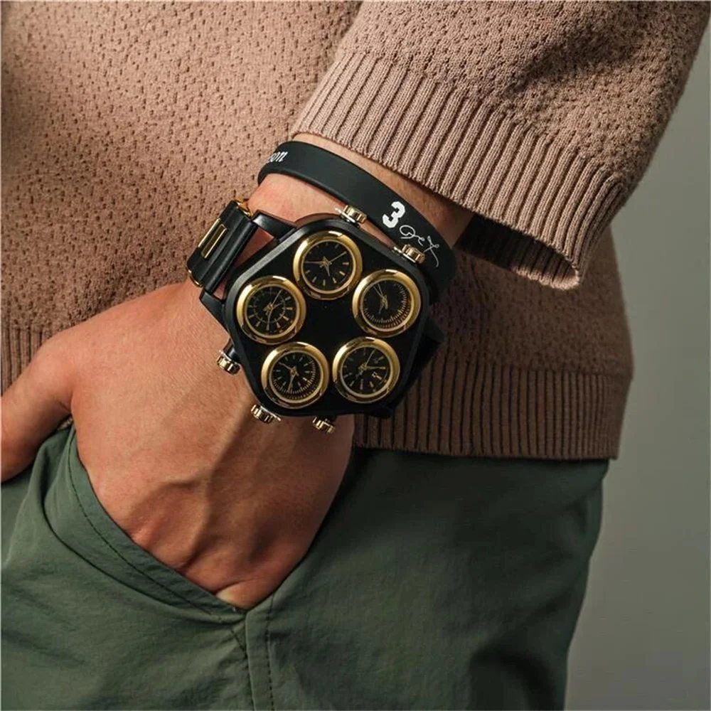 Fashion Big Dial Watches for Men Hip Hop Watch Cool Punk 5 Movement Quartz Wristwatches Bar Nightclub Male Clock Drop Shipping