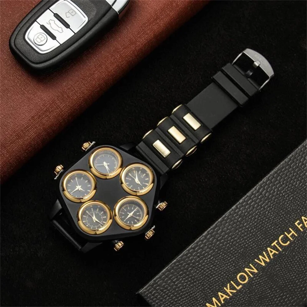 Fashion Big Dial Watches for Men Hip Hop Watch Cool Punk 5 Movement Quartz Wristwatches Bar Nightclub Male Clock Drop Shipping