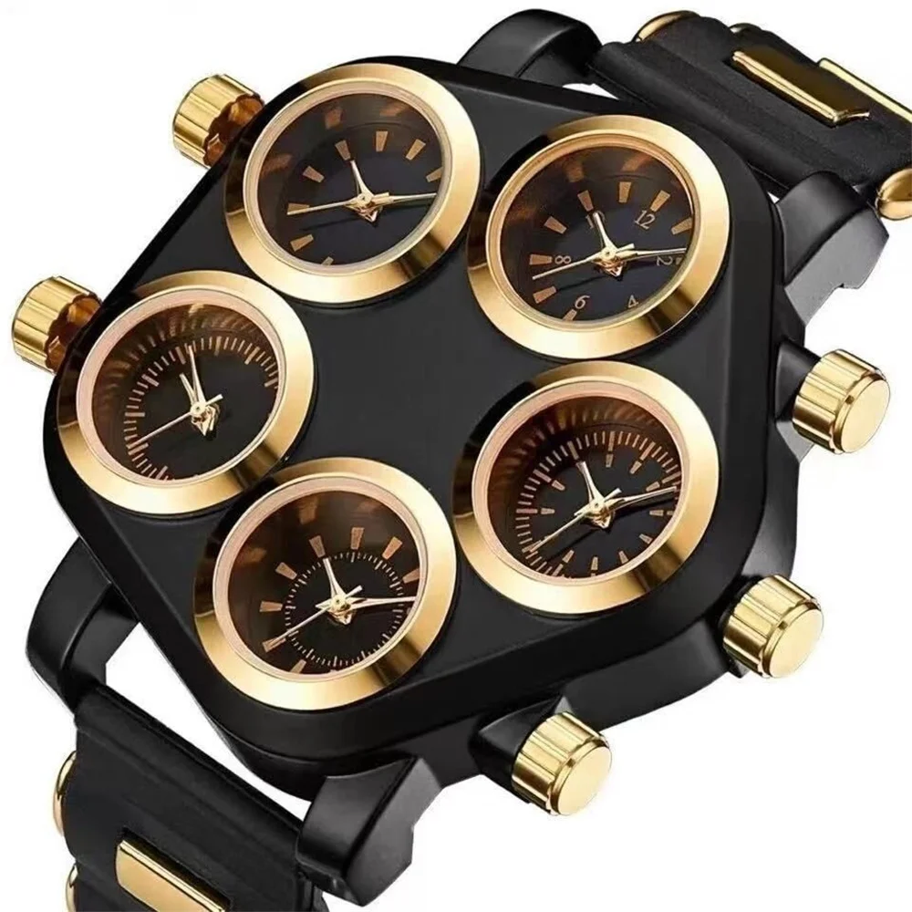 Fashion Big Dial Watches for Men Hip Hop Watch Cool Punk 5 Movement Quartz Wristwatches Bar Nightclub Male Clock Drop Shipping