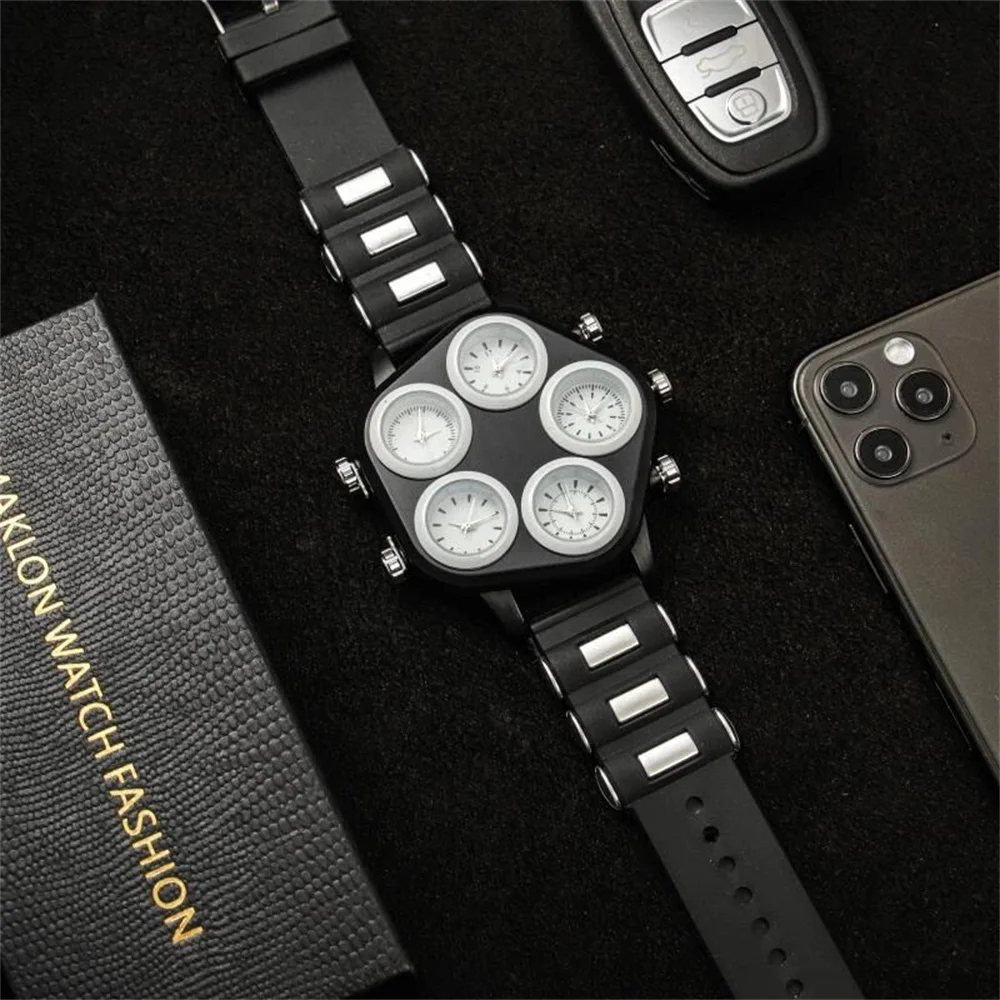 Fashion Big Dial Watches for Men Hip Hop Watch Cool Punk 5 Movement Quartz Wristwatches Bar Nightclub Male Clock Drop Shipping