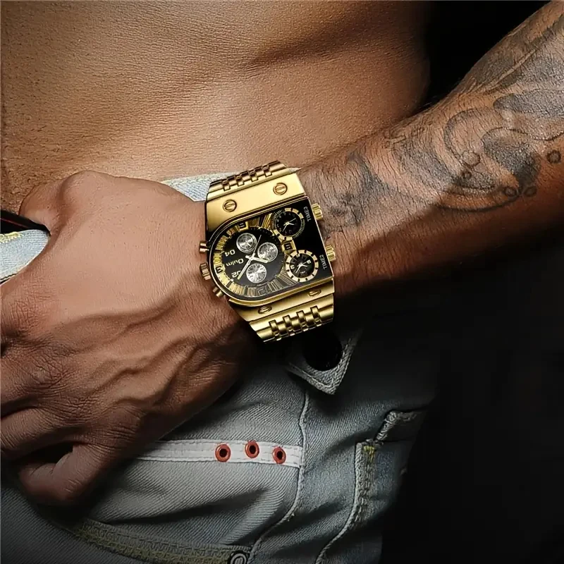 Military-Style European and American Large Dial High-Quality Men's Watch, Fashionable Casual Quartz Watch, Luxurious and Versatile, Cool and Trendy for Street Style, Suitable for Male Students, Teenagers, and Young Men, the Best Gift for Him, for Birthdays, Graduation Season, Christmas, and Halloween.