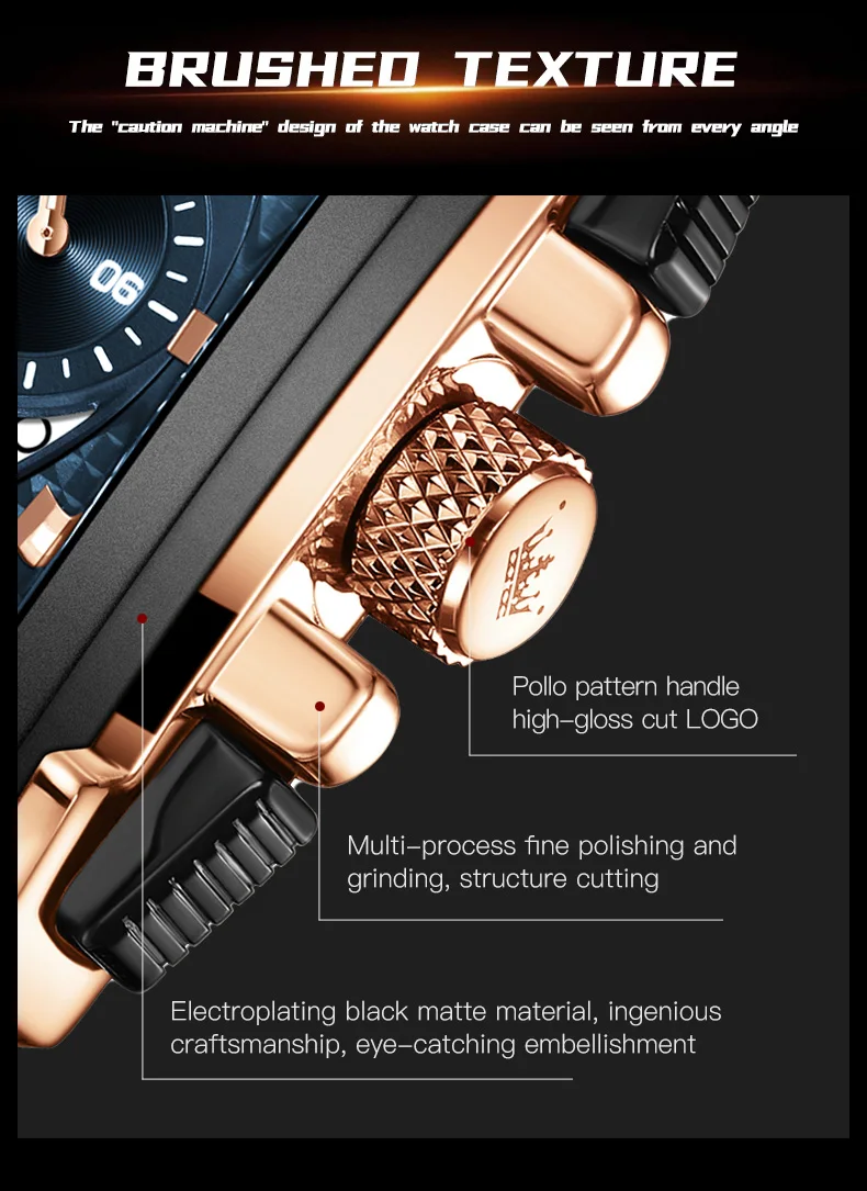 OLEVS Watches for Men Quartz Chronograph Leather Watch Date Waterproof Luminous Casual Square Fashion Business Wrist Watches