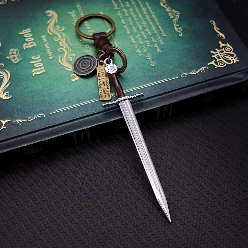 Wolf Keychain Geralt Sword Leather Key Chain Yennefer Cirilla Keyring Keychains for Men Anime Accessories Key Ring llaveros
