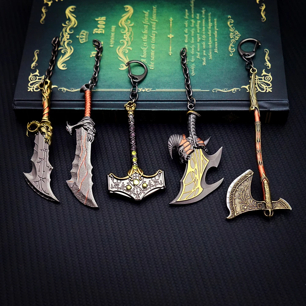 Ragnarok Keychain Thor's Hammer Mjolnir Key Chain Ring Levitan's Axe Keyring Blades of Exile Chaos Game Accessories